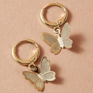 BOGO Gold Butterfly Huggies Earrings Jewelry Hoop